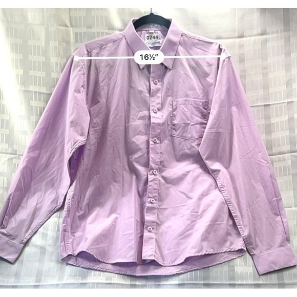 BERLIONI, MEN DRESS SHIRT, long sleeve, COLOR PURPLE, PINK, SIZE 20 - Picture 3 of 11